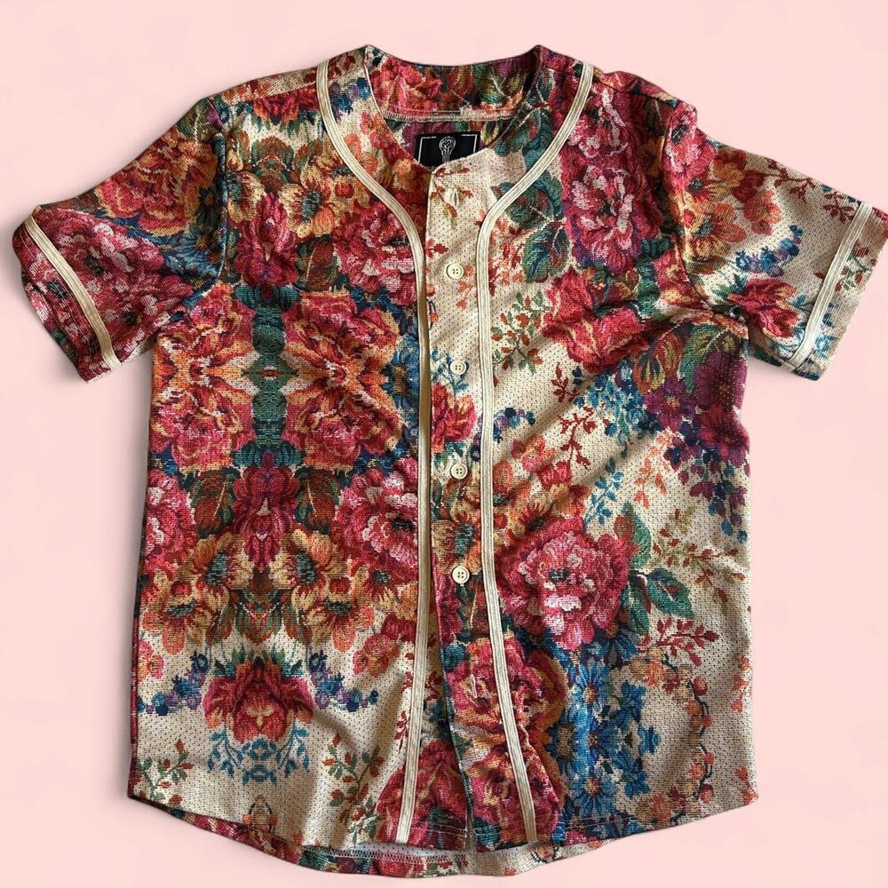 Rebel minds floral baseball jersey